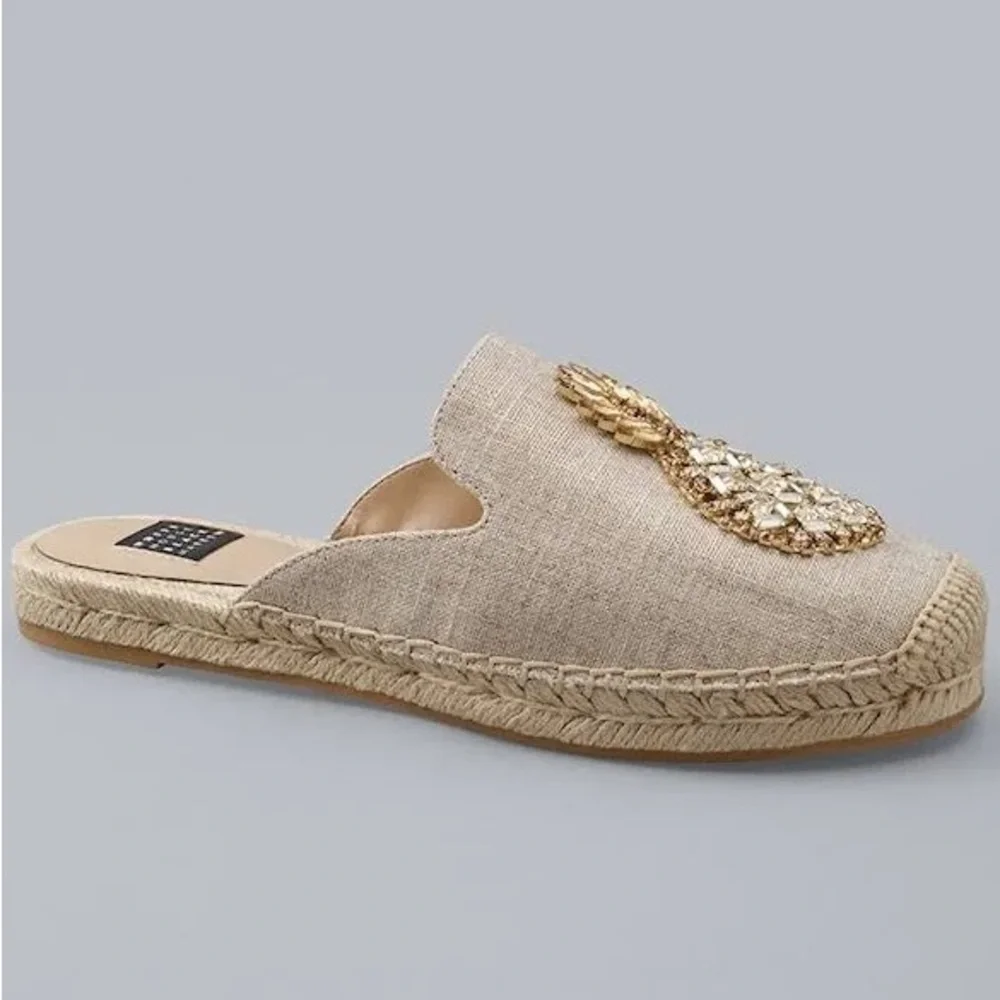 WHBM Pineapple Espadrille Slides Slippers - Picture 1 of 9
